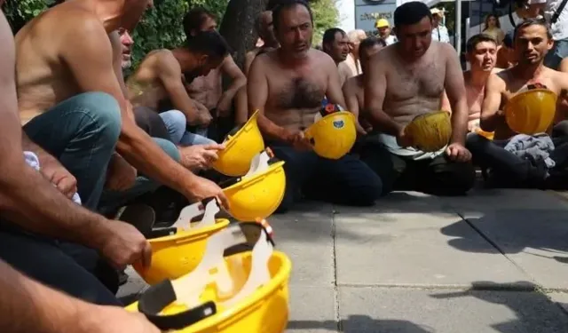 Madencilerin eylemi 8'inci gününde: Artık 24 saat Bakanlık önündeyiz